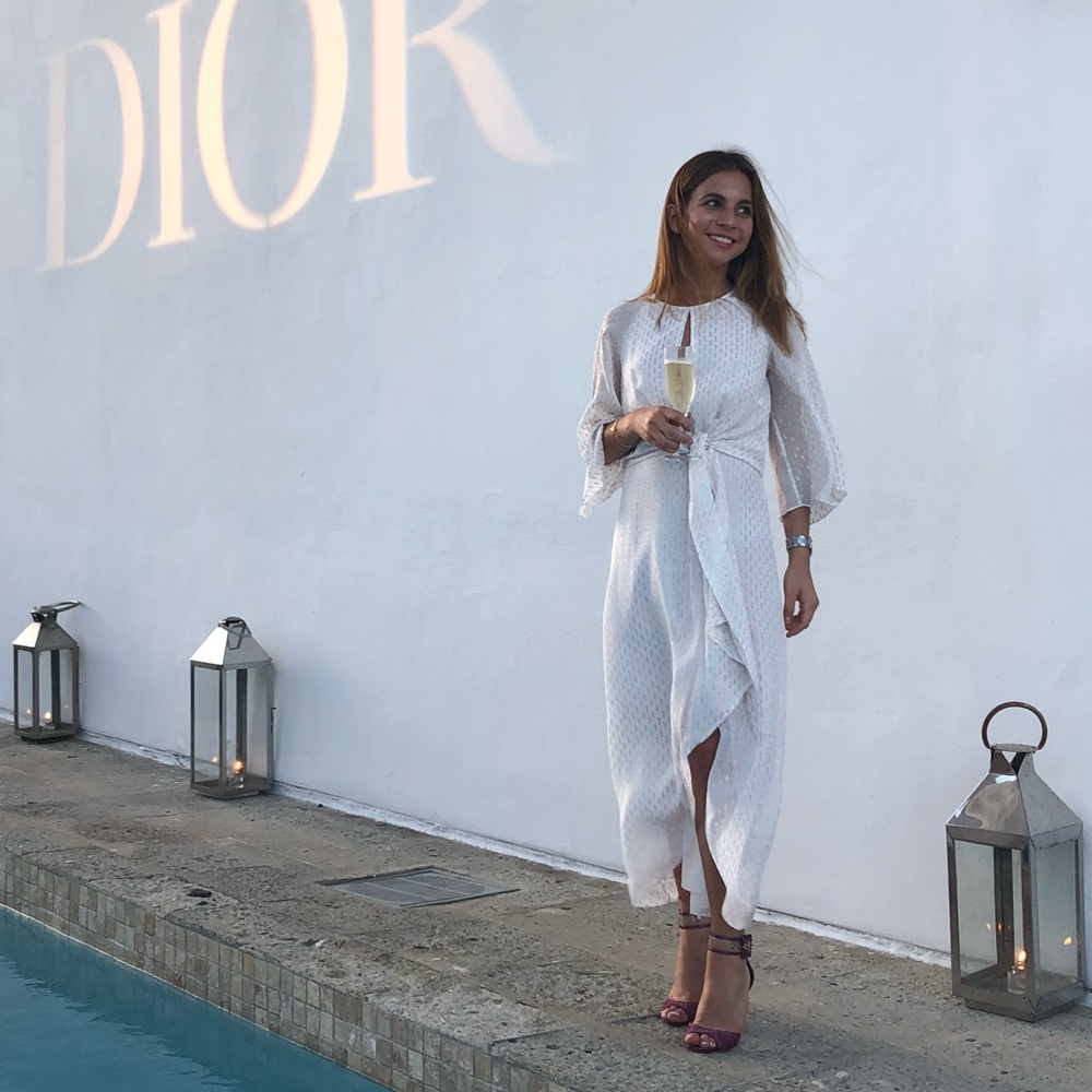 Uterque white and metallic pastels dress